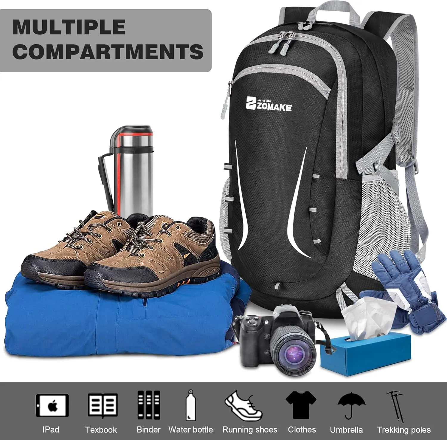 ZOMAKE Lightweight Packable Backpack 35L, Foldable Backpacks Water Resistant Collapsible Light Daypack for Hiking