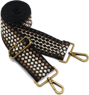 ZOOEASS Bronze Buckles Purse Strap, 2" Wide Crossbody Handbag Strap Adjustable Replacement Shoulder Strap Vintage Embroidery Guitar Style(5CM-Color8)