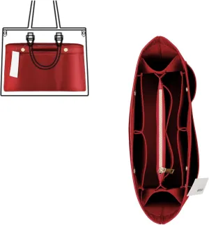 ZTUJO Purse Organizer Insert For Handbags, Silky Bag Organizer With 2 Zippers For Speedy Neverful Tote and More (Red, X-Small)